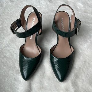 Deep Green Faux Snake Skin Heel